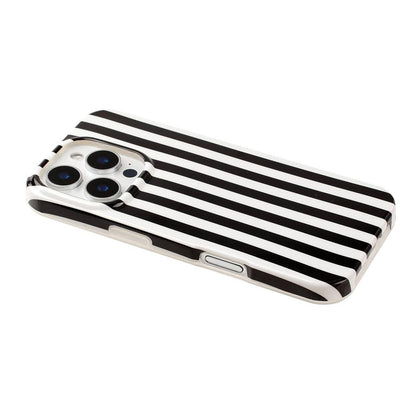 For iPhone 15 Pro Full Coverage IMD Printed Vertical Stripes TPU Phone Case - Black - EDA009871311F