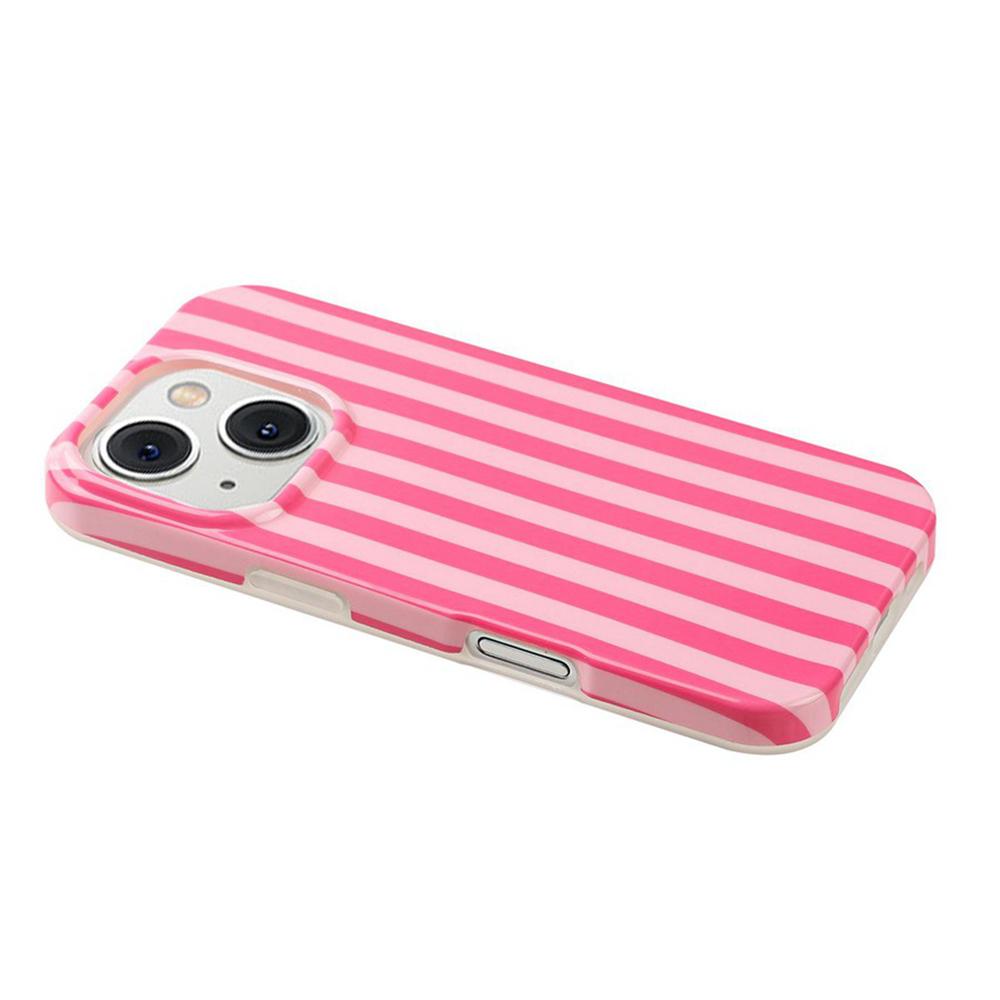 For iPhone 15 Plus Full Coverage IMD Printed Vertical Stripes TPU Phone Case - Pink - EDA009871312A