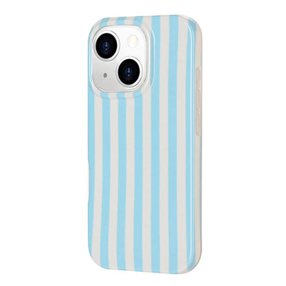 For iPhone 15 Plus Full Coverage IMD Printed Vertical Stripes TPU Phone Case - Blue - EDA009871312B