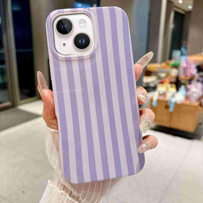 For iPhone 15 Plus Full Coverage IMD Printed Vertical Stripes TPU Phone Case - Purple - EDA009871312C
