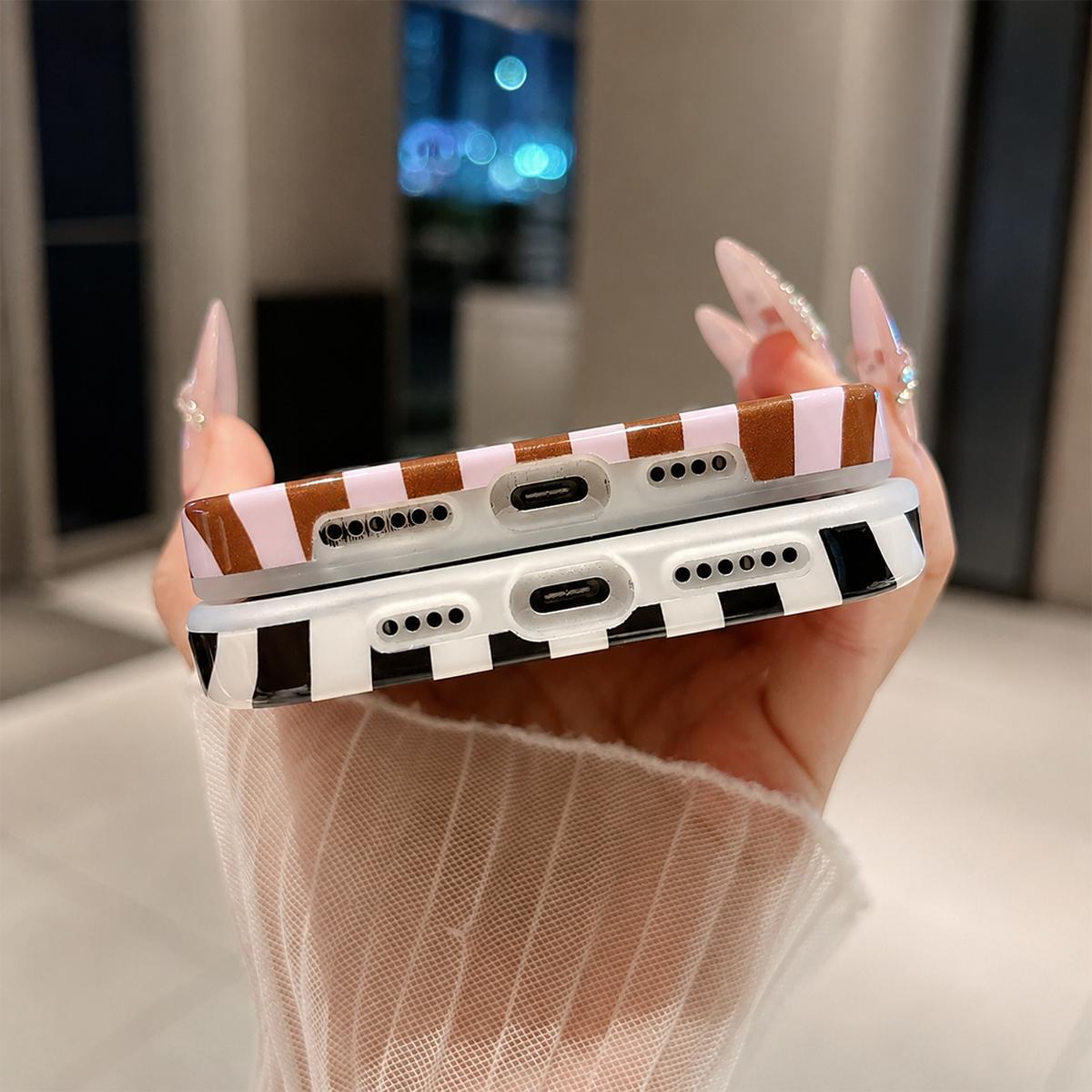 For iPhone 15 Full Coverage IMD Printed Vertical Stripes TPU Phone Case - Blue - EDA009871313B