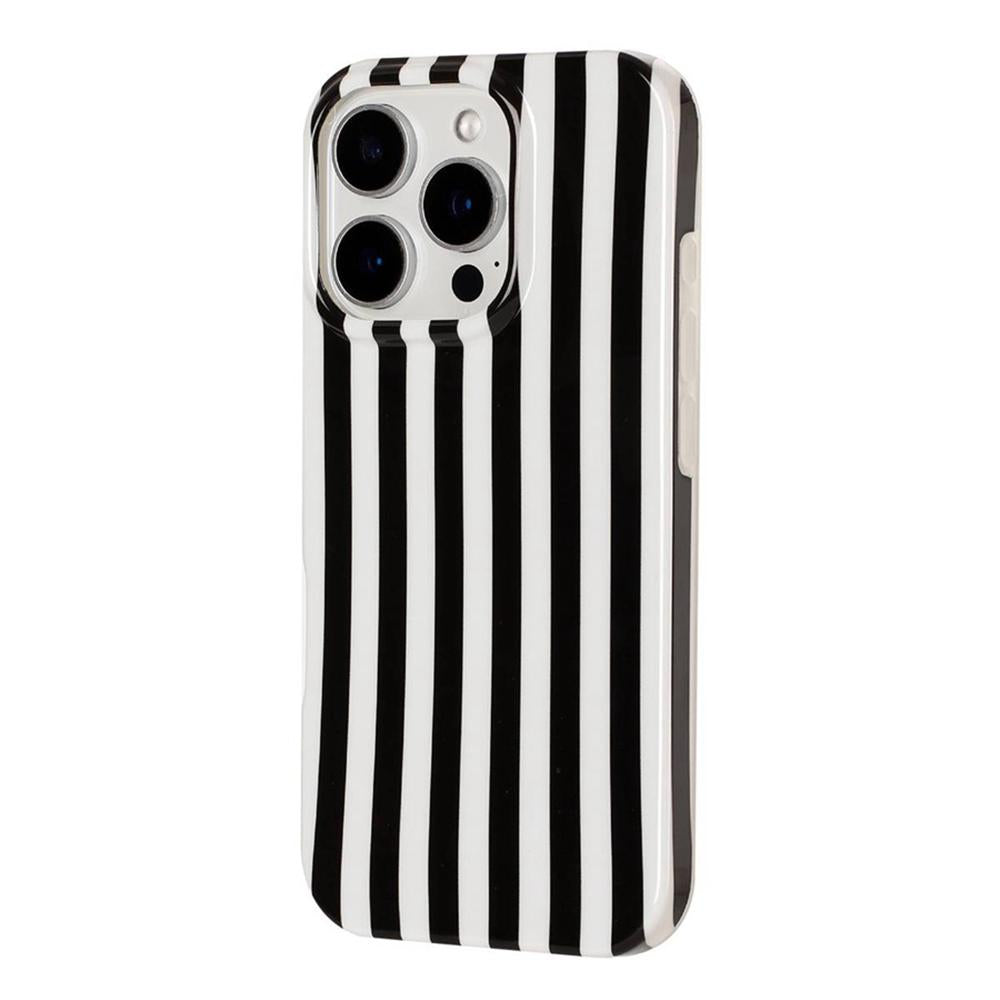 For iPhone 14 Pro Full Coverage IMD Printed Vertical Stripes TPU Phone Case - Black - EDA009871315F