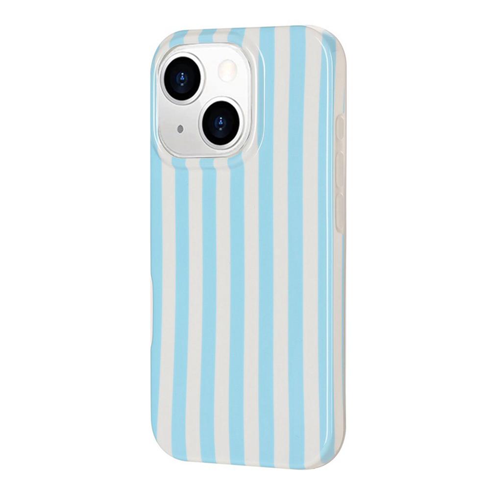 For iPhone 14 Plus Full Coverage IMD Printed Vertical Stripes TPU Phone Case - Blue - EDA009871316B