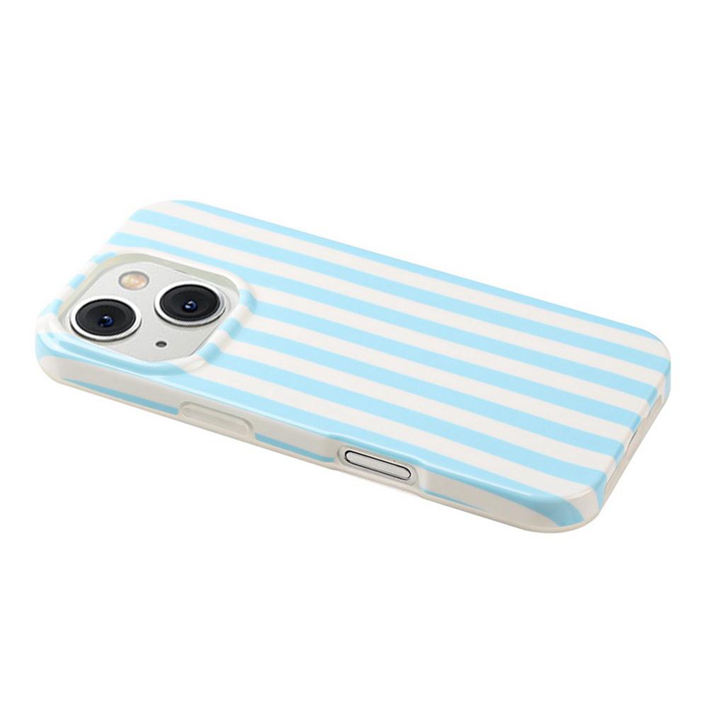 For iPhone 14 Plus Full Coverage IMD Printed Vertical Stripes TPU Phone Case - Blue - EDA009871316B