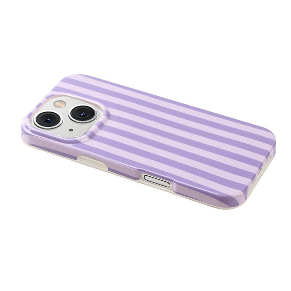 For iPhone 14 Plus Full Coverage IMD Printed Vertical Stripes TPU Phone Case - Purple - EDA009871316C