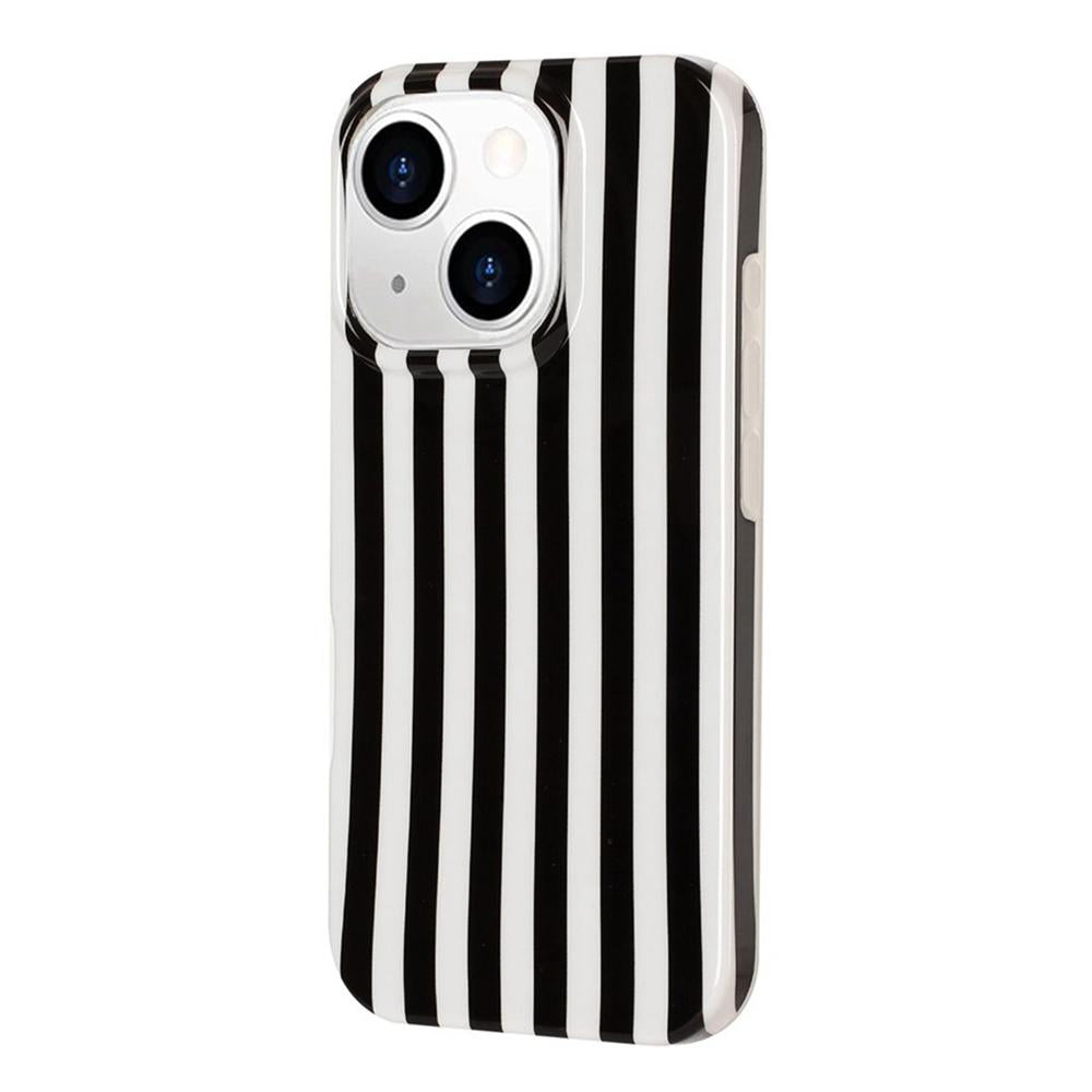 For iPhone 14 Plus Full Coverage IMD Printed Vertical Stripes TPU Phone Case - Black - EDA009871316F