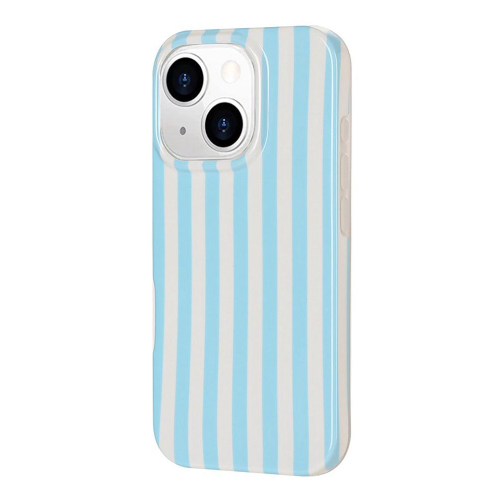 For iPhone 14 / 13 Full Coverage IMD Printed Vertical Stripes TPU Phone Case - Blue - EDA009871317B