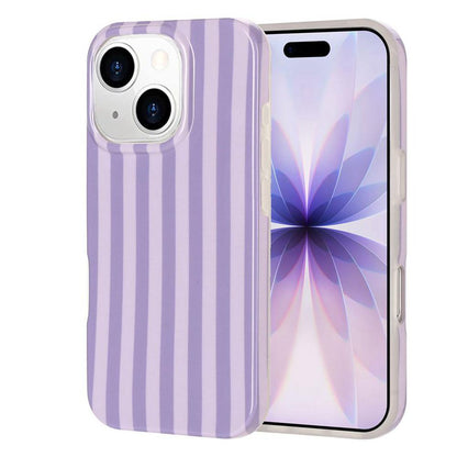 For iPhone 14 / 13 Full Coverage IMD Printed Vertical Stripes TPU Phone Case - Purple - EDA009871317C