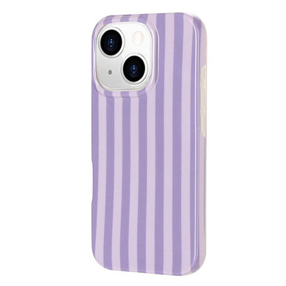 For iPhone 14 / 13 Full Coverage IMD Printed Vertical Stripes TPU Phone Case - Purple - EDA009871317C