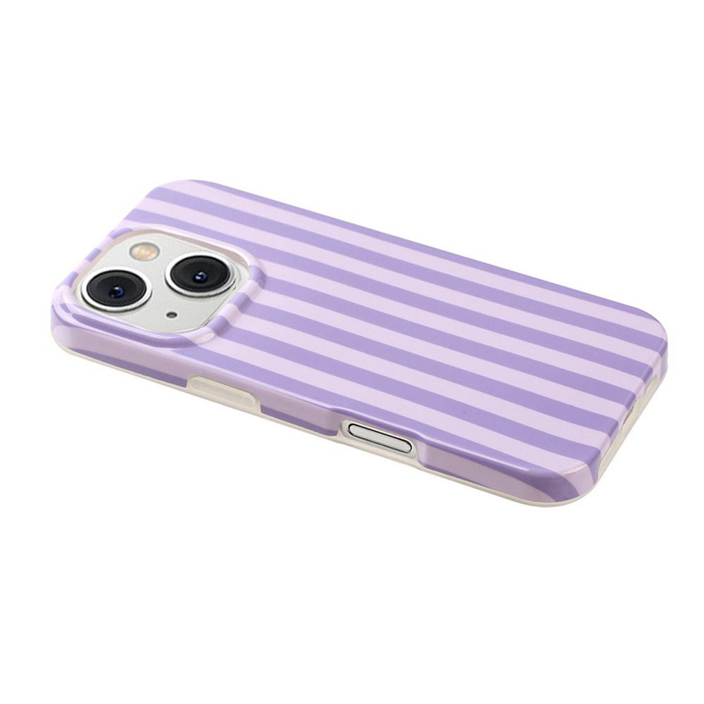For iPhone 14 / 13 Full Coverage IMD Printed Vertical Stripes TPU Phone Case - Purple - EDA009871317C