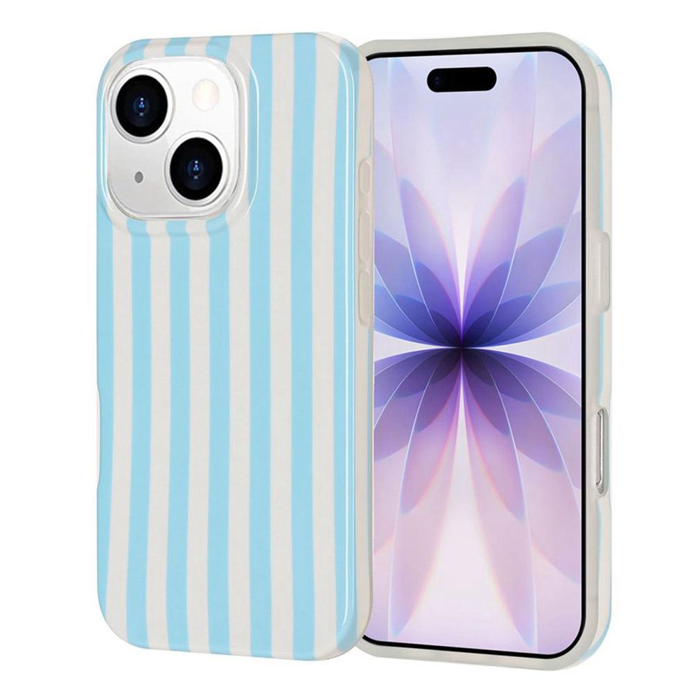 For iPhone 13 Pro Max Full Coverage IMD Printed Vertical Stripes TPU Phone Case - Blue - EDA009871318B