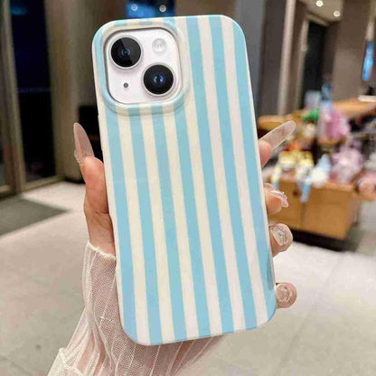 For iPhone 13 Pro Max Full Coverage IMD Printed Vertical Stripes TPU Phone Case - Blue - EDA009871318B