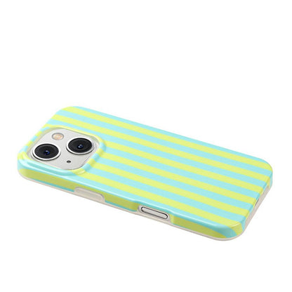 For iPhone 13 Pro Max Full Coverage IMD Printed Vertical Stripes TPU Phone Case - Yellow Green - EDA009871318D
