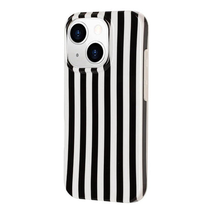 For iPhone 13 Pro Max Full Coverage IMD Printed Vertical Stripes TPU Phone Case - Black - EDA009871318F