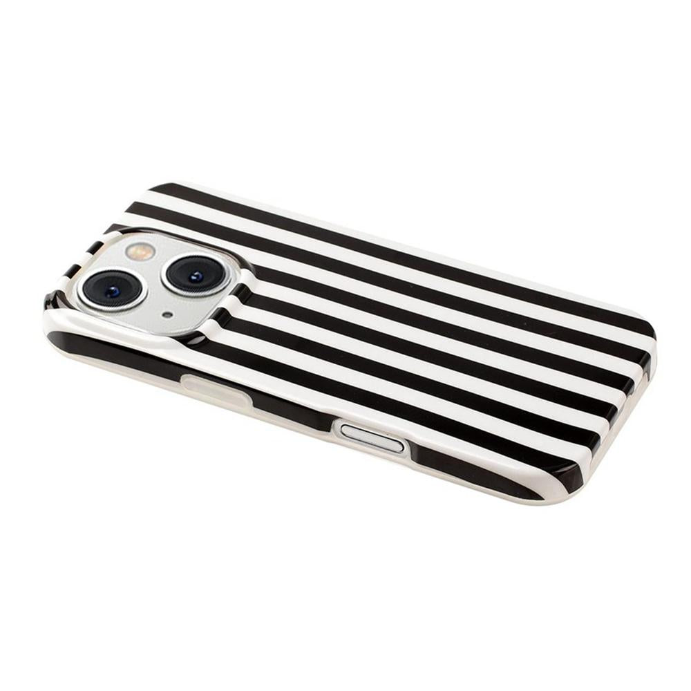 For iPhone 13 Pro Max Full Coverage IMD Printed Vertical Stripes TPU Phone Case - Black - EDA009871318F