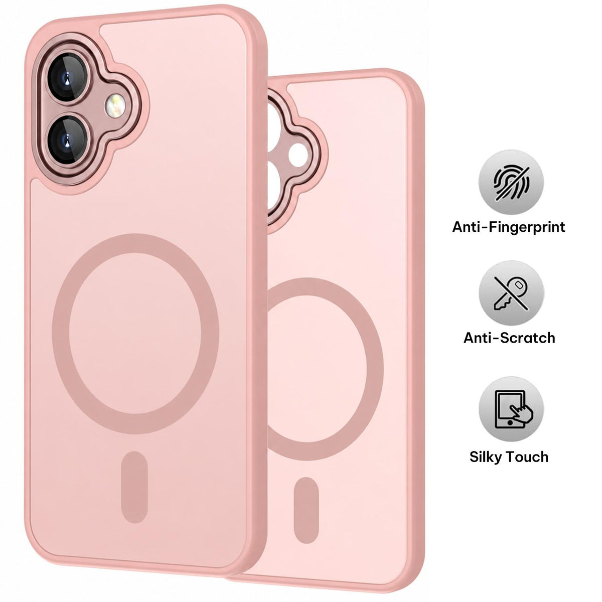For Galaxy A06 5G XDcase Skin Feel Magnetic Frosted Phone Case with Lens Film - Pink - EDA009873201A