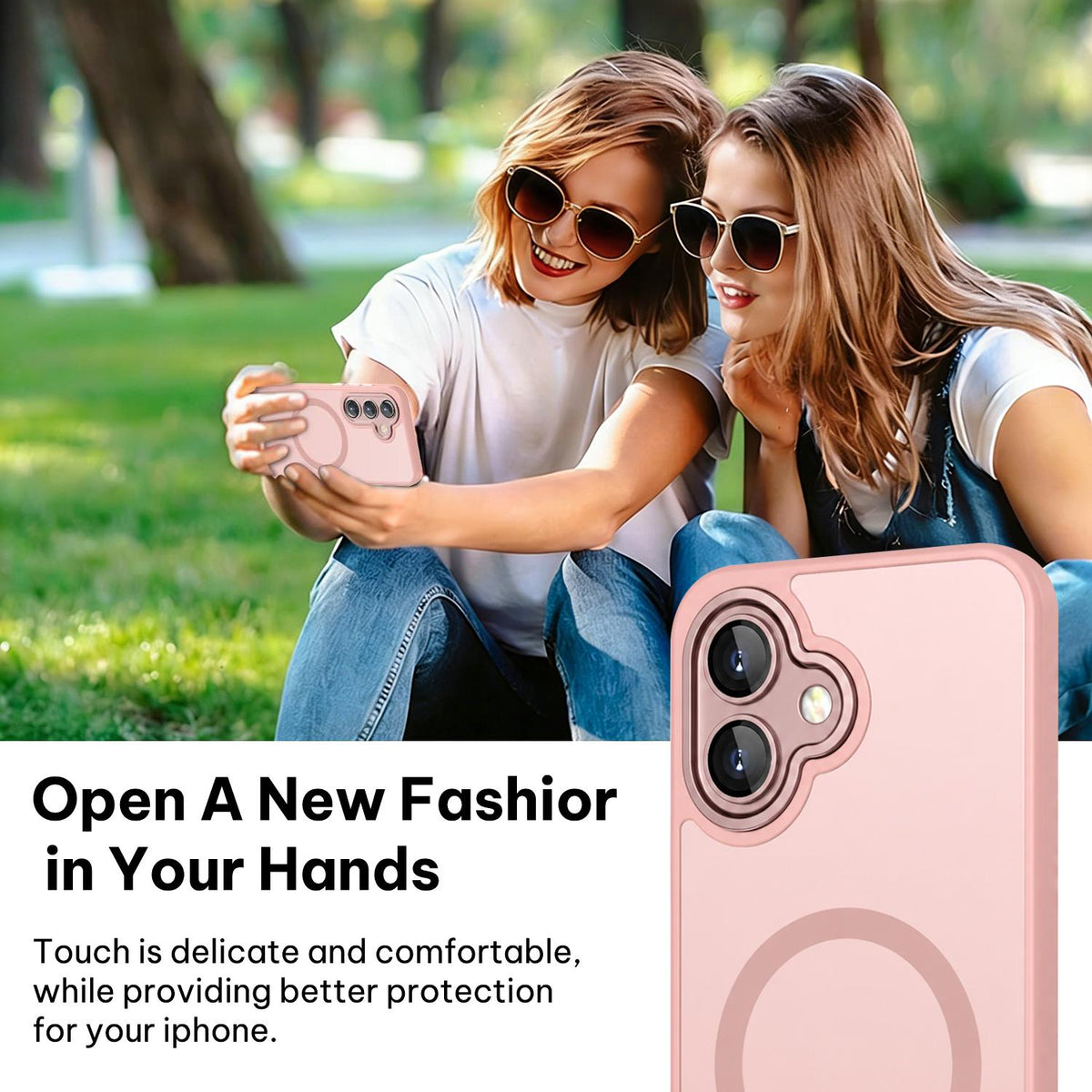 For Galaxy A06 5G XDcase Skin Feel Magnetic Frosted Phone Case with Lens Film - Pink - EDA009873201A