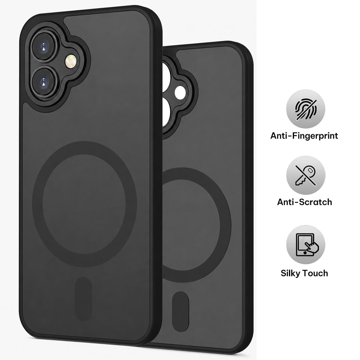 For Galaxy A06 5G XDcase Skin Feel Magnetic Frosted Phone Case with Lens Film - Black - EDA009873201B