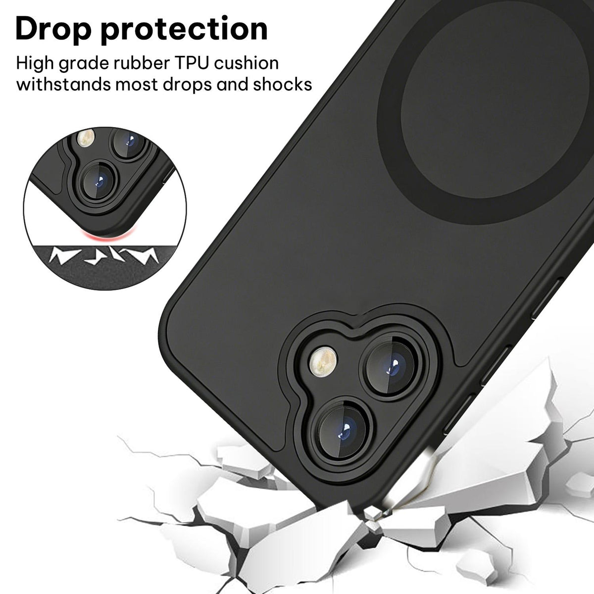 For Galaxy A06 5G XDcase Skin Feel Magnetic Frosted Phone Case with Lens Film - Black - EDA009873201B