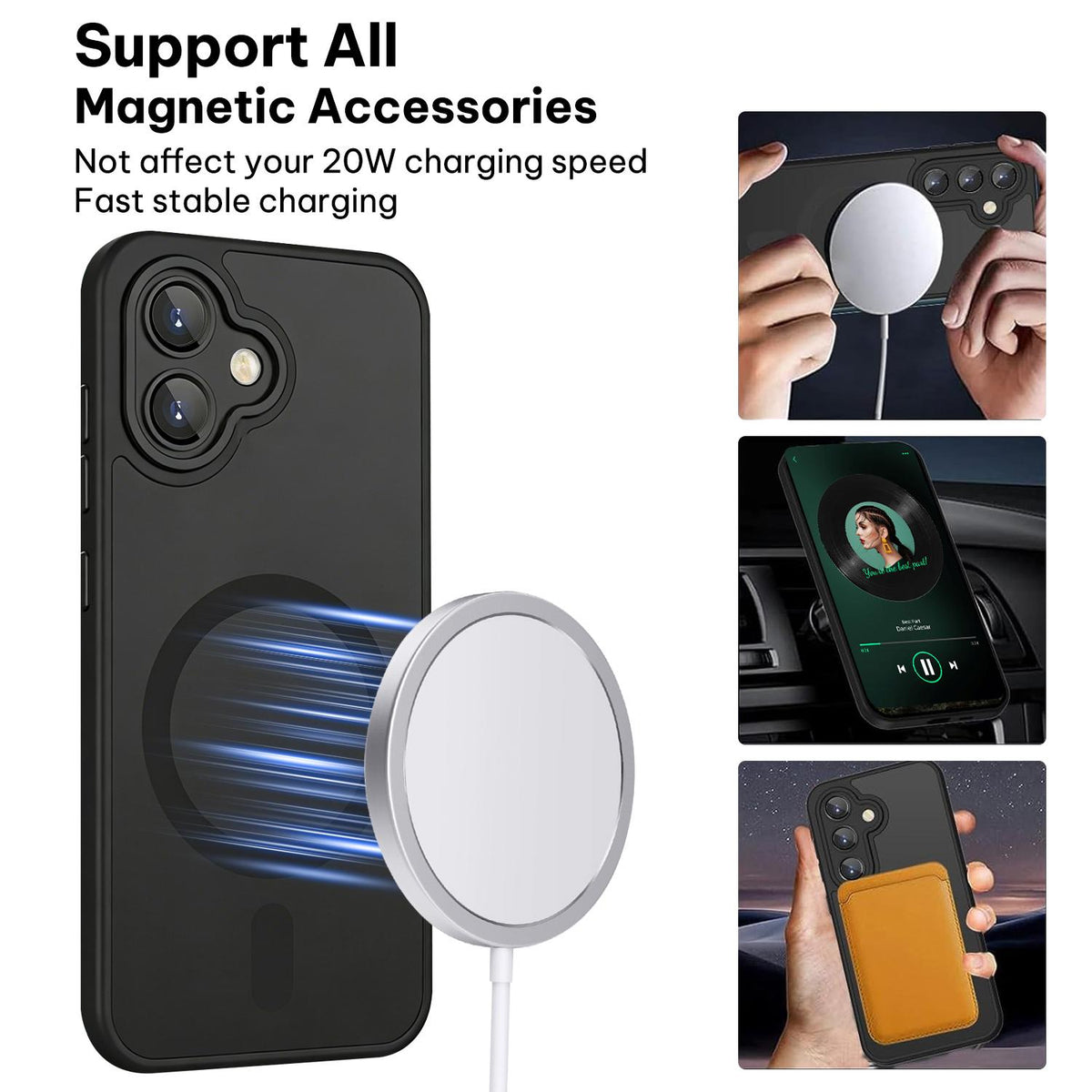 For Galaxy A06 5G XDcase Skin Feel Magnetic Frosted Phone Case with Lens Film - Black - EDA009873201B