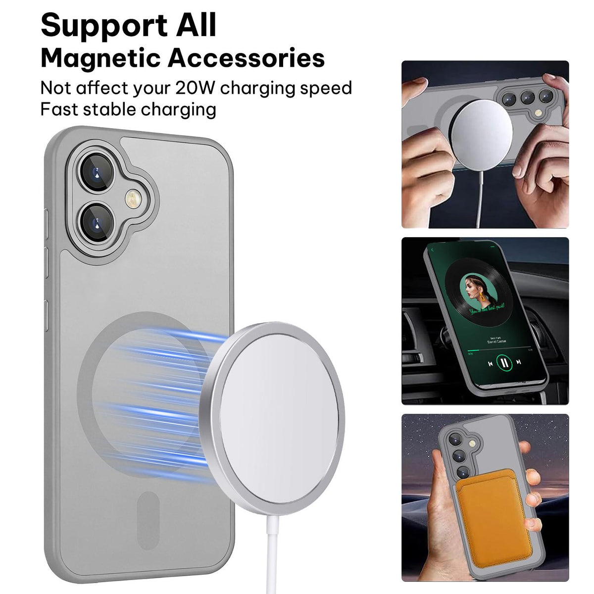 For Galaxy A06 5G XDcase Skin Feel Magnetic Frosted Phone Case with Lens Film - Grey - EDA009873201C