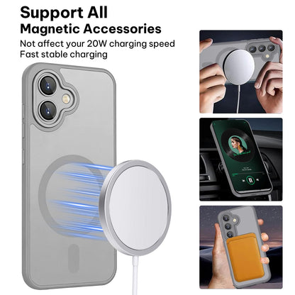 For Galaxy A06 5G XDcase Skin Feel Magnetic Frosted Phone Case with Lens Film - Grey - EDA009873201C