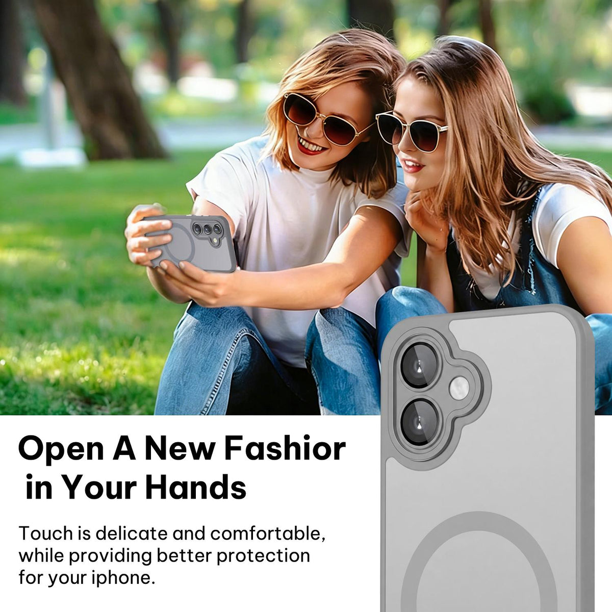For Galaxy A06 5G XDcase Skin Feel Magnetic Frosted Phone Case with Lens Film - Grey - EDA009873201C