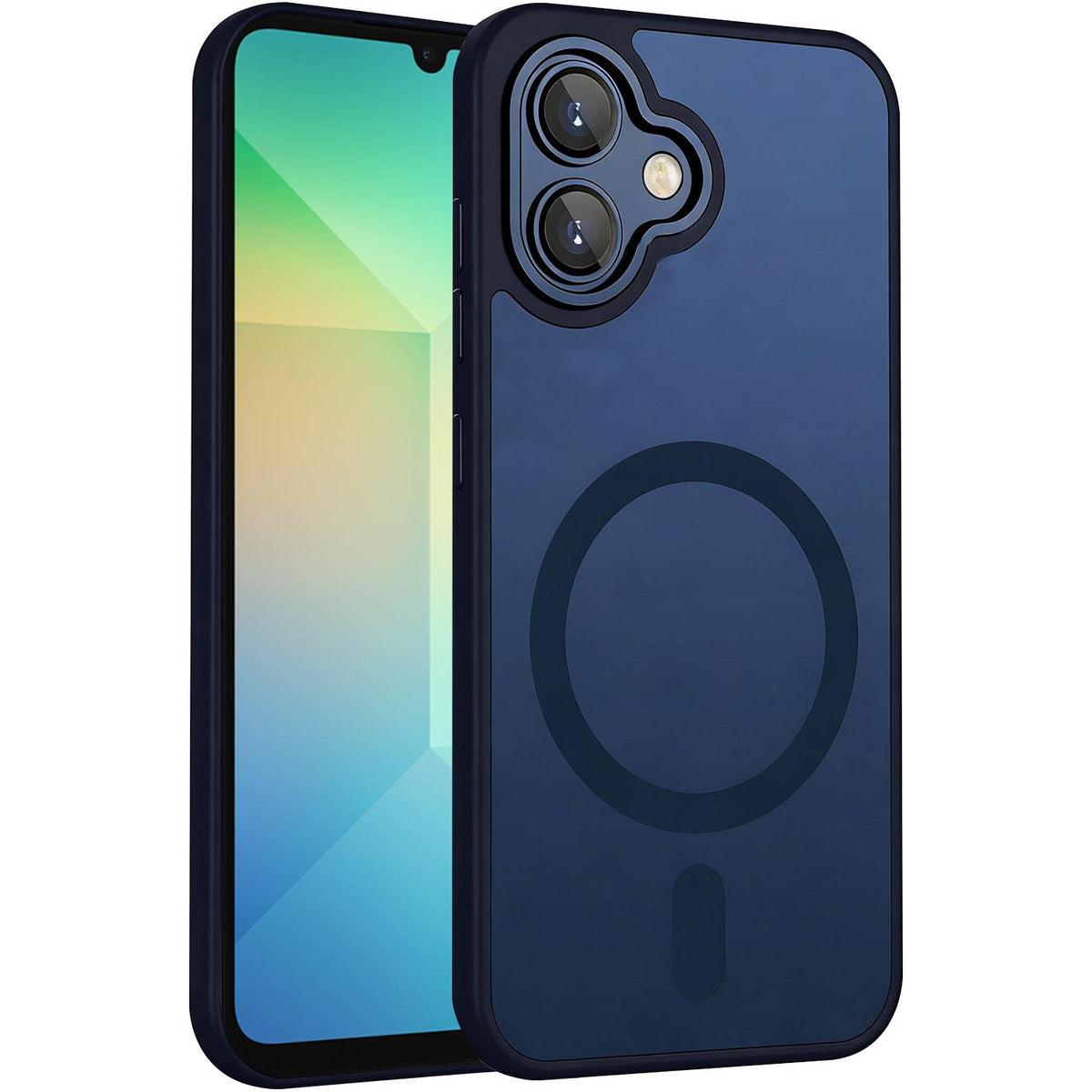 For Galaxy A06 5G XDcase Skin Feel Magnetic Frosted Phone Case with Lens Film - Dark Blue - EDA009873201D
