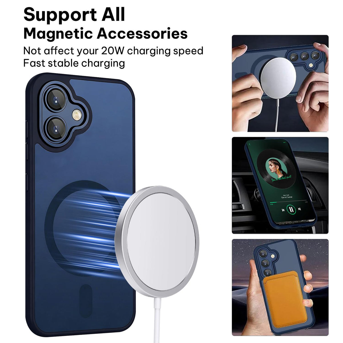 For Galaxy A06 5G XDcase Skin Feel Magnetic Frosted Phone Case with Lens Film - Dark Blue - EDA009873201D
