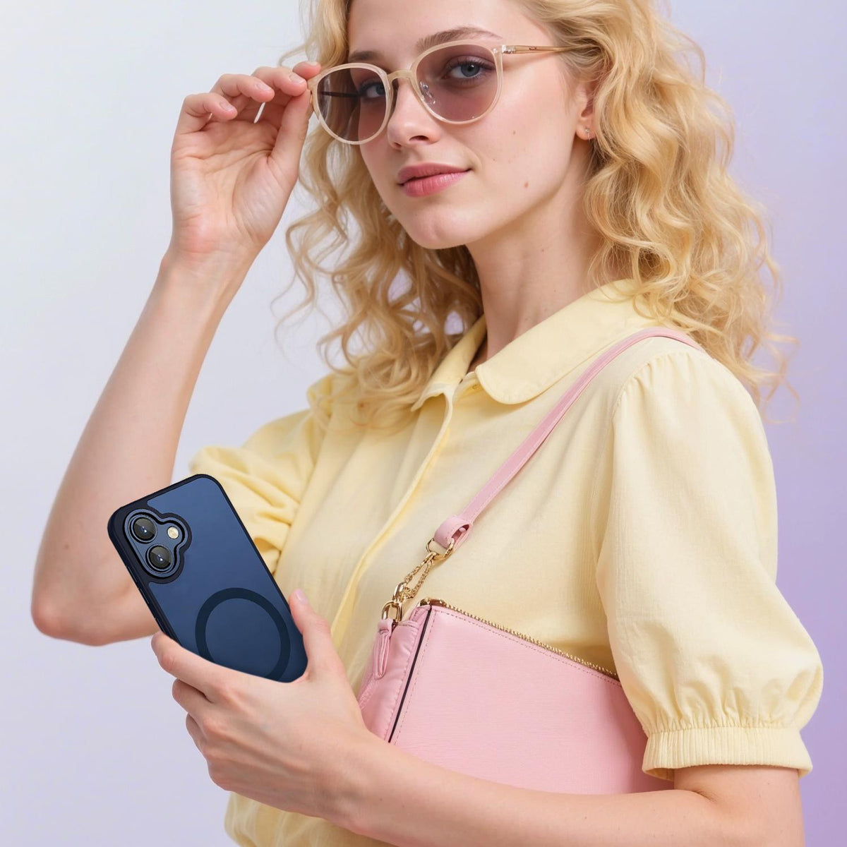 For Galaxy A06 5G XDcase Skin Feel Magnetic Frosted Phone Case with Lens Film - Dark Blue - EDA009873201D