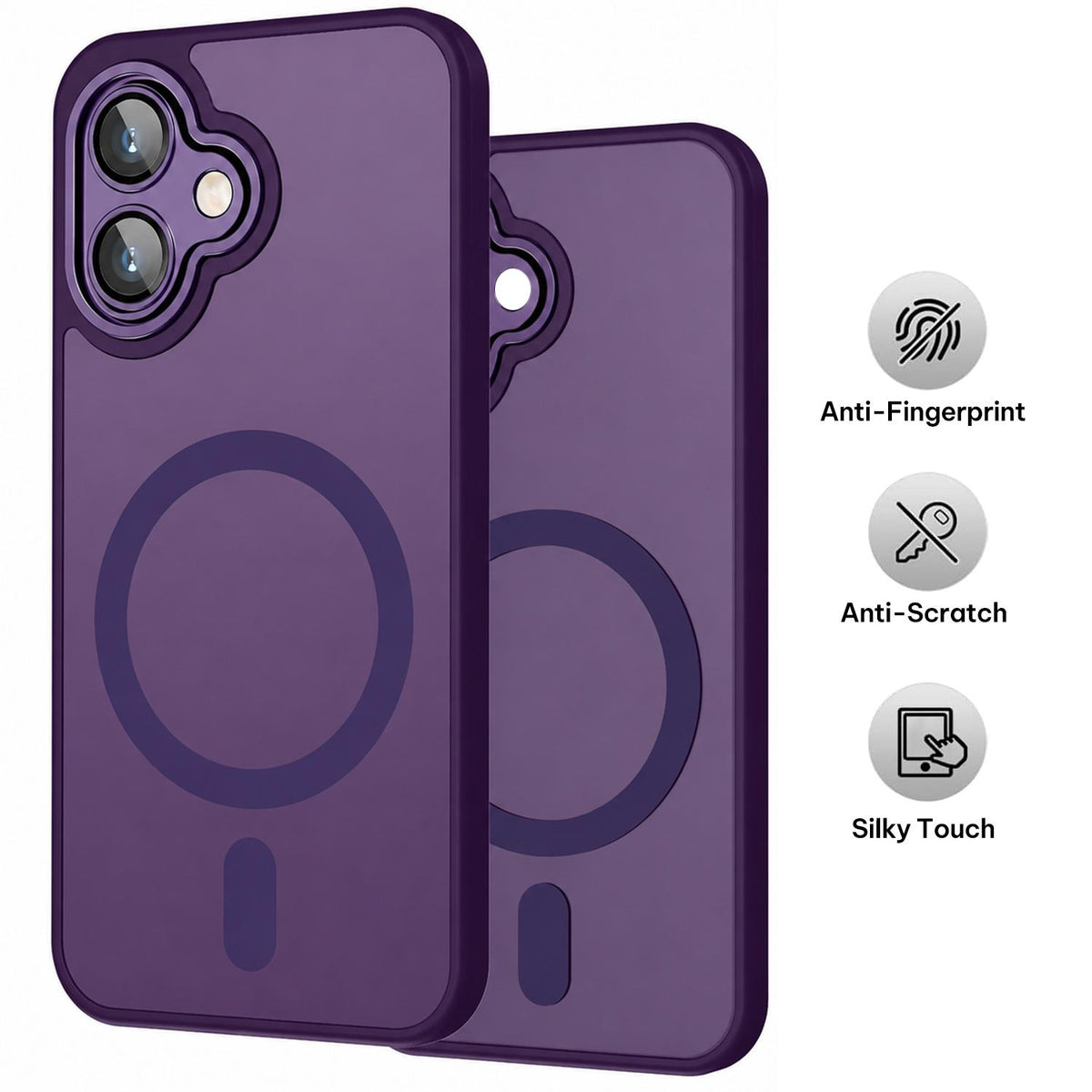 For Galaxy A06 5G XDcase Skin Feel Magnetic Frosted Phone Case with Lens Film - Purple - EDA009873201E