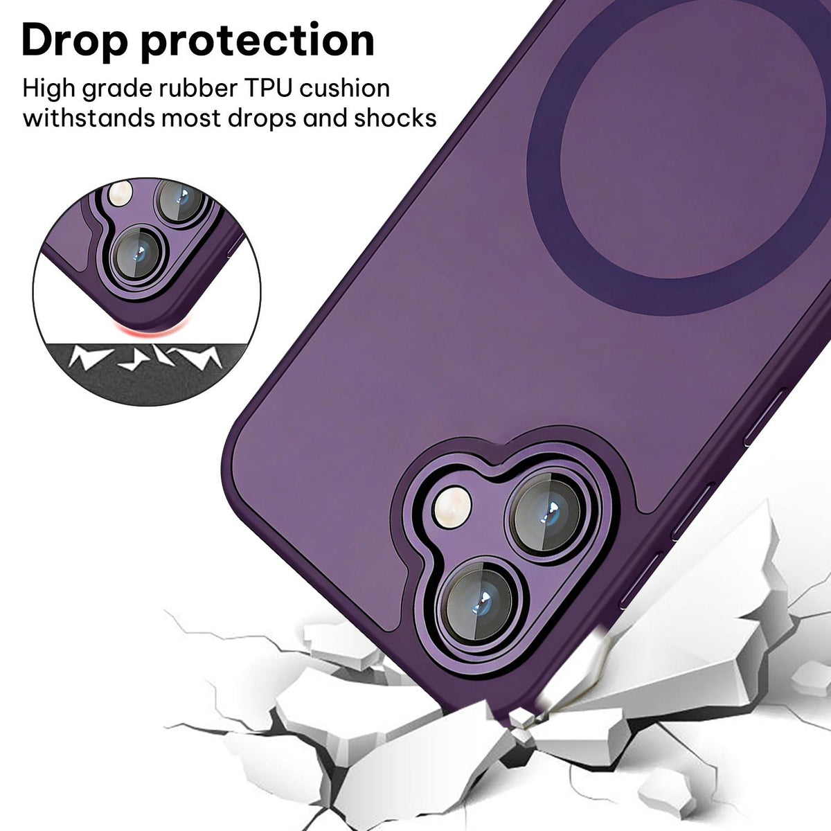 For Galaxy A06 5G XDcase Skin Feel Magnetic Frosted Phone Case with Lens Film - Purple - EDA009873201E