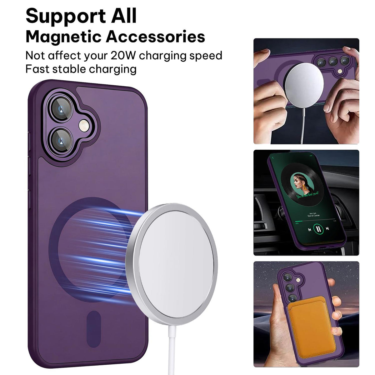 For Galaxy A06 5G XDcase Skin Feel Magnetic Frosted Phone Case with Lens Film - Purple - EDA009873201E
