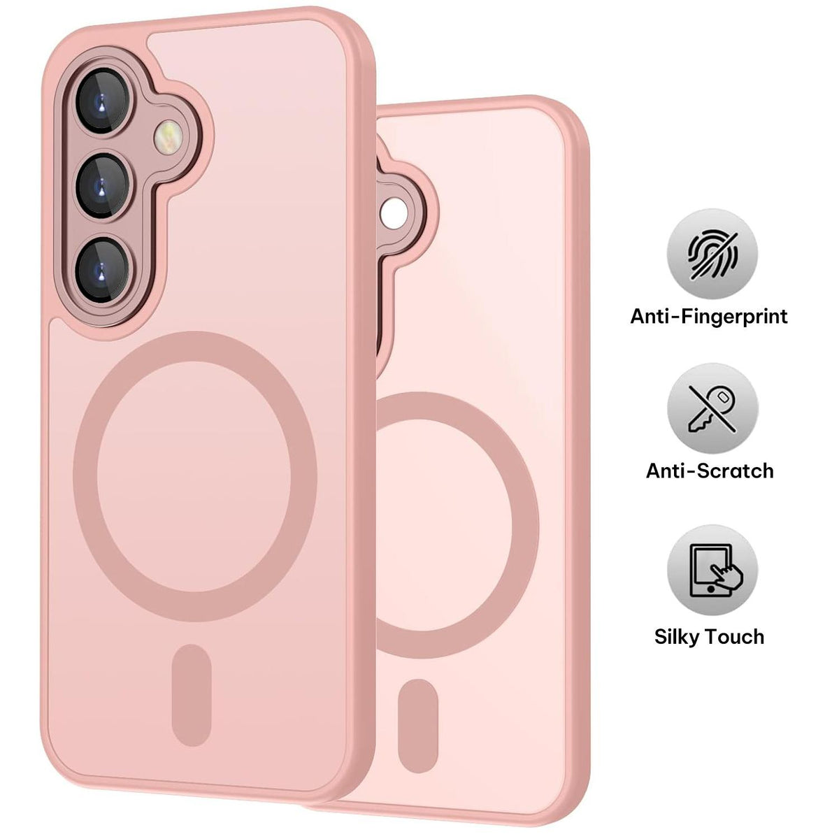 For Galaxy A35 5G XDcase Skin Feel Magnetic Frosted Phone Case with Lens Film - Pink - EDA009873207A
