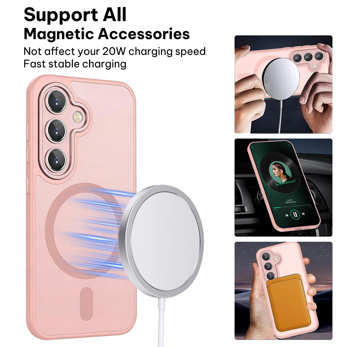 For Galaxy A35 5G XDcase Skin Feel Magnetic Frosted Phone Case with Lens Film - Pink - EDA009873207A