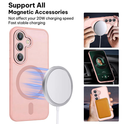For Galaxy A35 5G XDcase Skin Feel Magnetic Frosted Phone Case with Lens Film - Pink - EDA009873207A