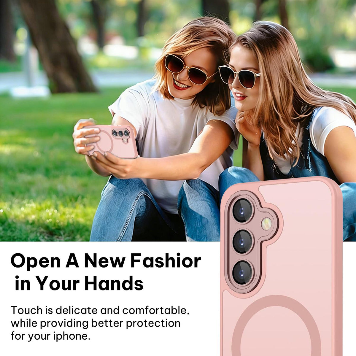 For Galaxy A35 5G XDcase Skin Feel Magnetic Frosted Phone Case with Lens Film - Pink - EDA009873207A