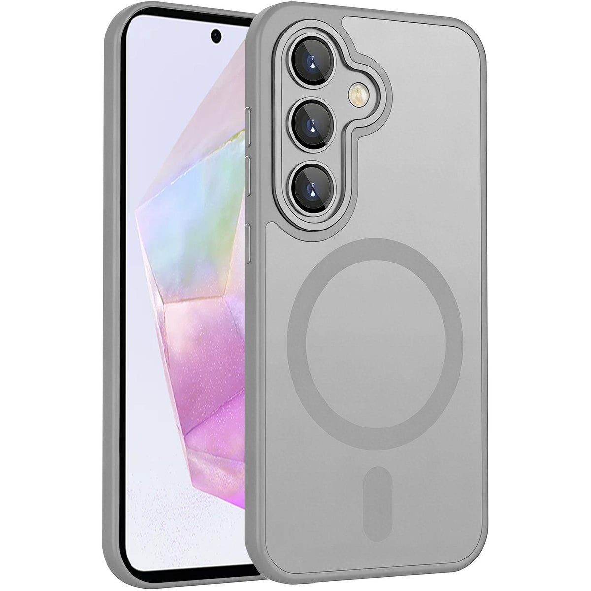 For Galaxy A35 5G XDcase Skin Feel Magnetic Frosted Phone Case with Lens Film - Grey - EDA009873207C