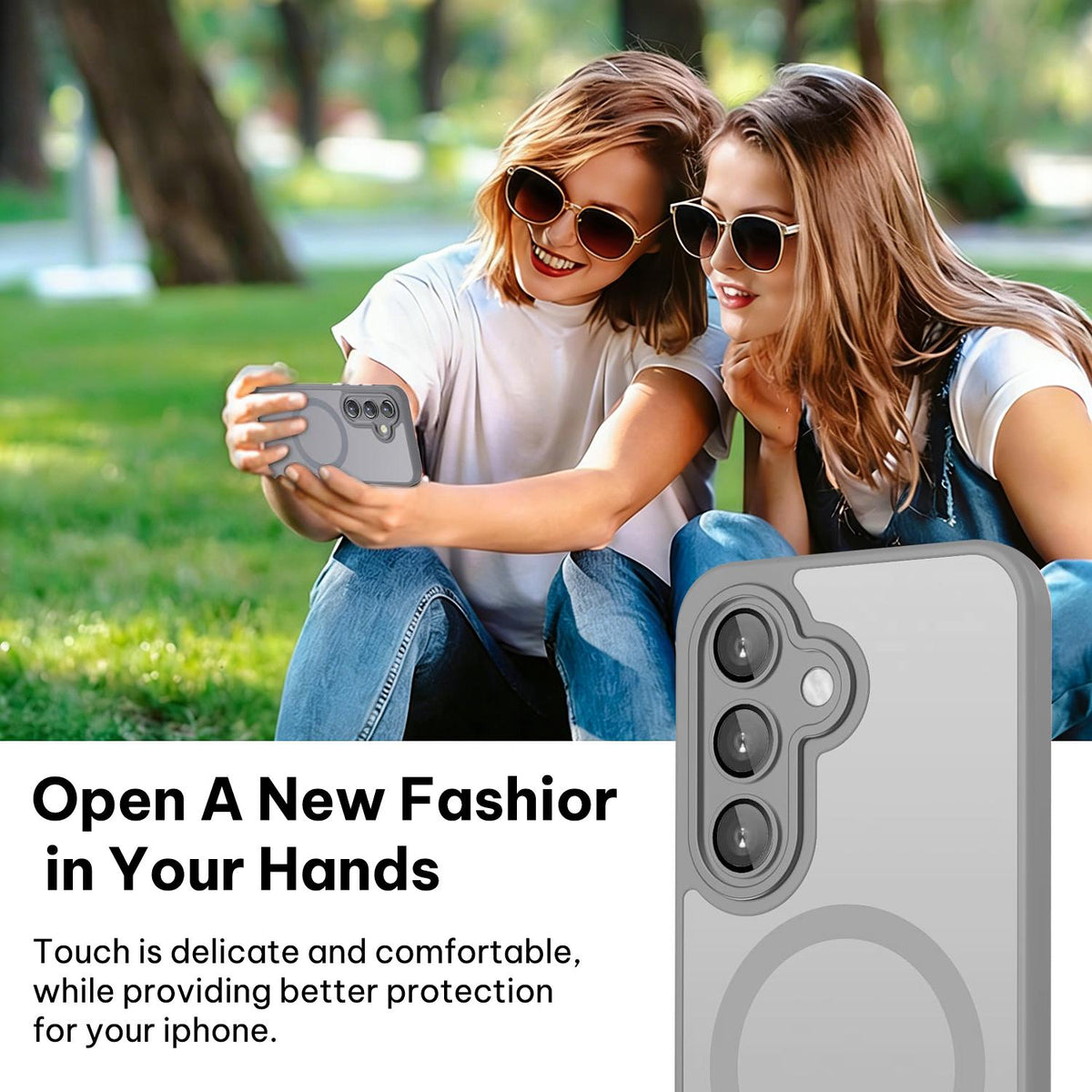For Galaxy A35 5G XDcase Skin Feel Magnetic Frosted Phone Case with Lens Film - Grey - EDA009873207C