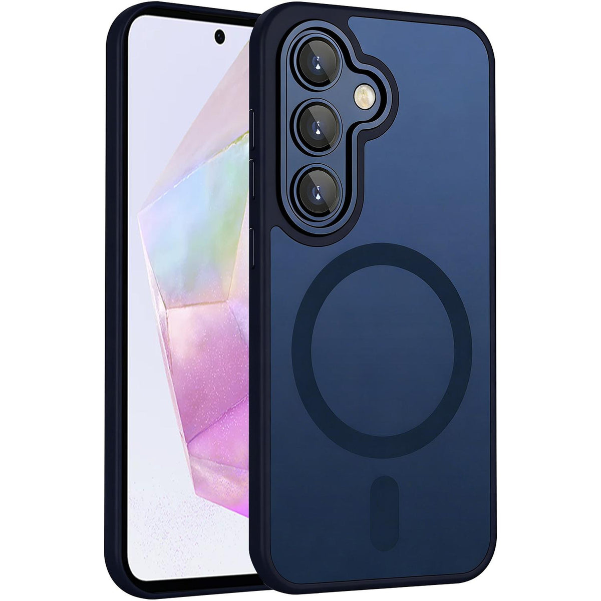 For Galaxy A35 5G XDcase Skin Feel Magnetic Frosted Phone Case with Lens Film - Dark Blue - EDA009873207D