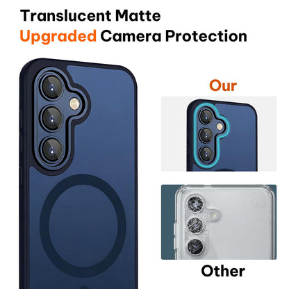 For Galaxy A35 5G XDcase Skin Feel Magnetic Frosted Phone Case with Lens Film - Dark Blue - EDA009873207D