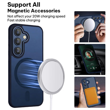 For Galaxy A35 5G XDcase Skin Feel Magnetic Frosted Phone Case with Lens Film - Dark Blue - EDA009873207D