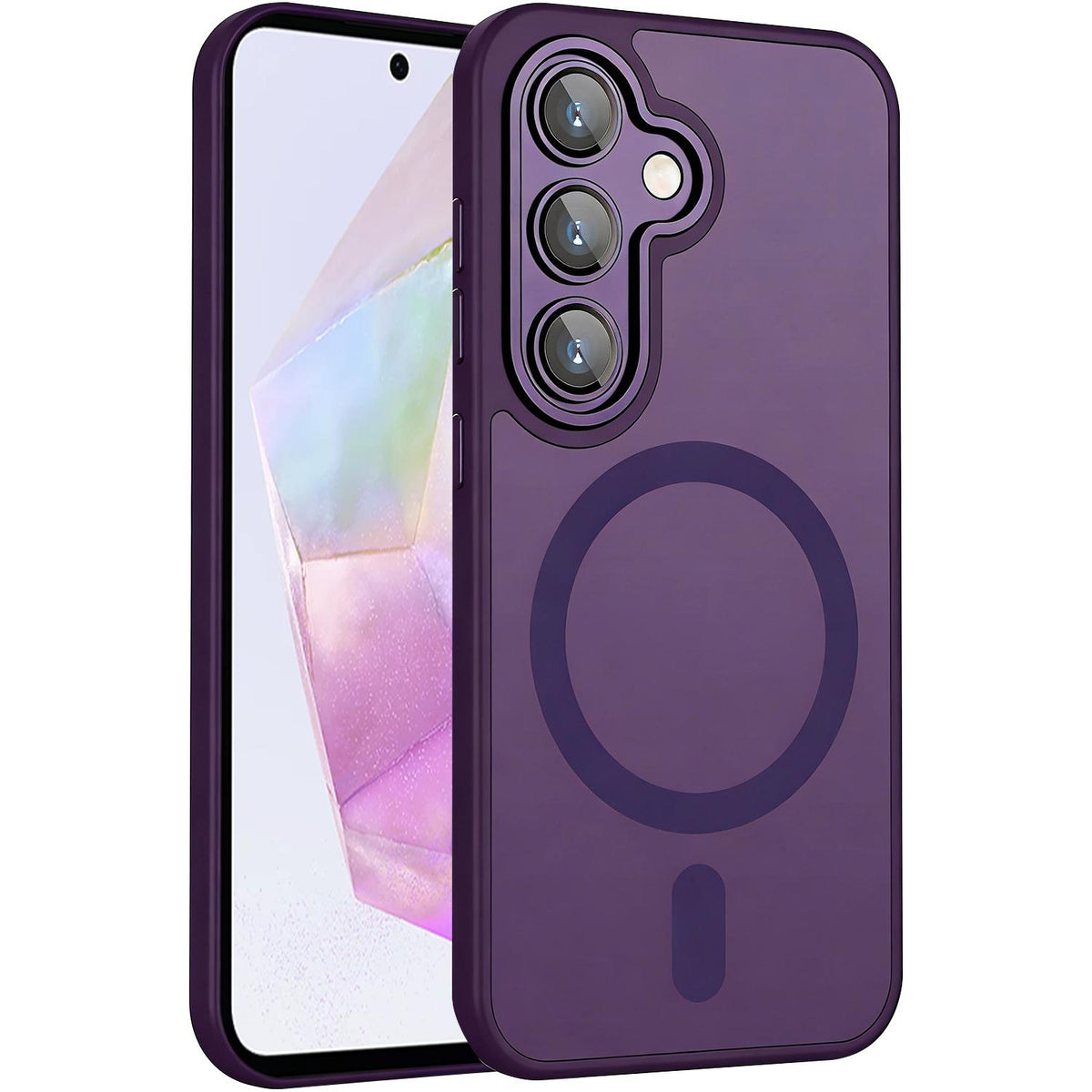 For Galaxy A35 5G XDcase Skin Feel Magnetic Frosted Phone Case with Lens Film - Purple - EDA009873207E