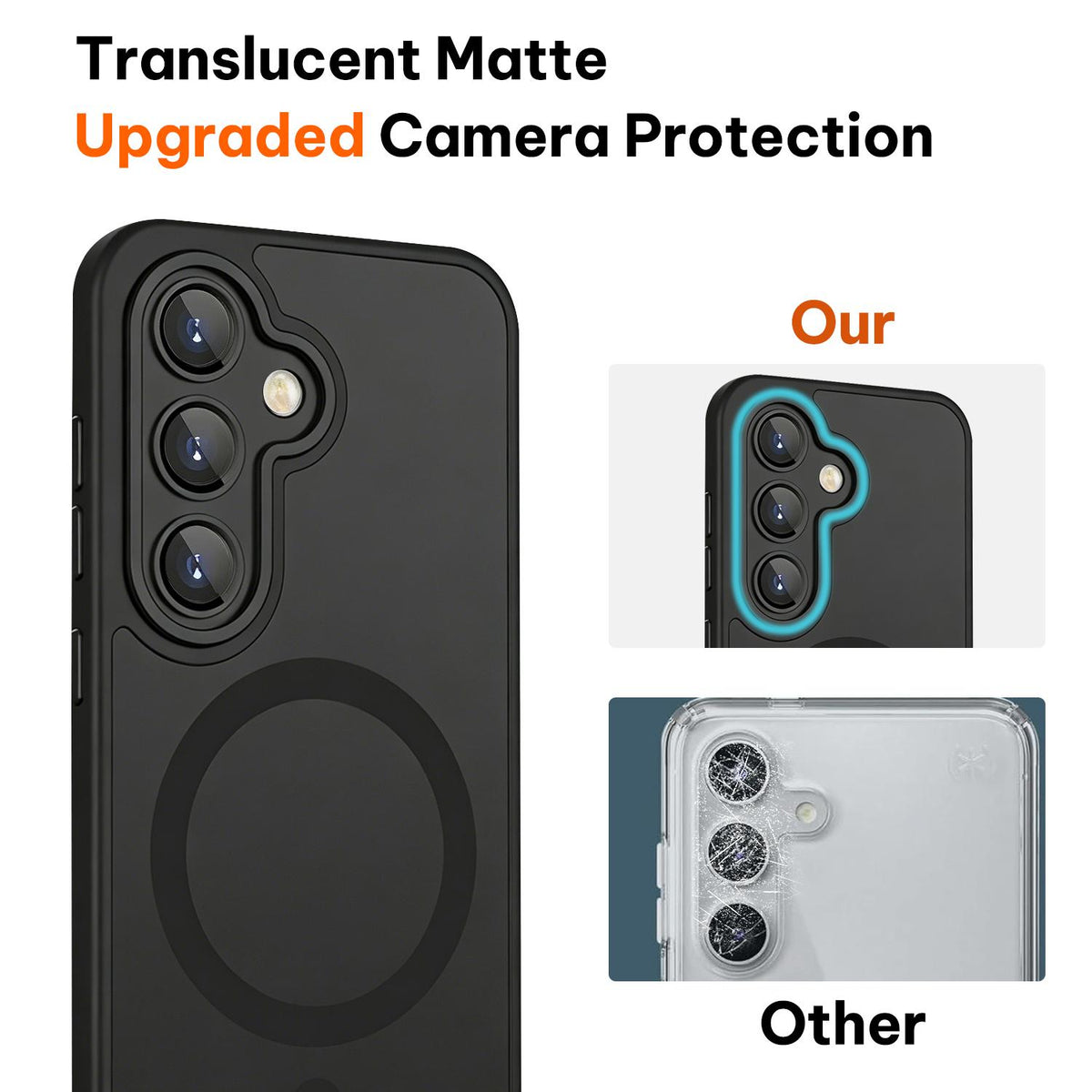 For Galaxy A36 5G XDcase Skin Feel Magnetic Frosted Phone Case with Lens Film - Black - EDA009873208B