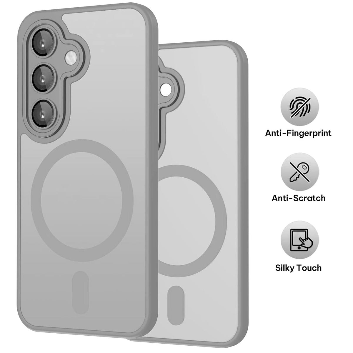 For Galaxy A36 5G XDcase Skin Feel Magnetic Frosted Phone Case with Lens Film - Grey - EDA009873208C
