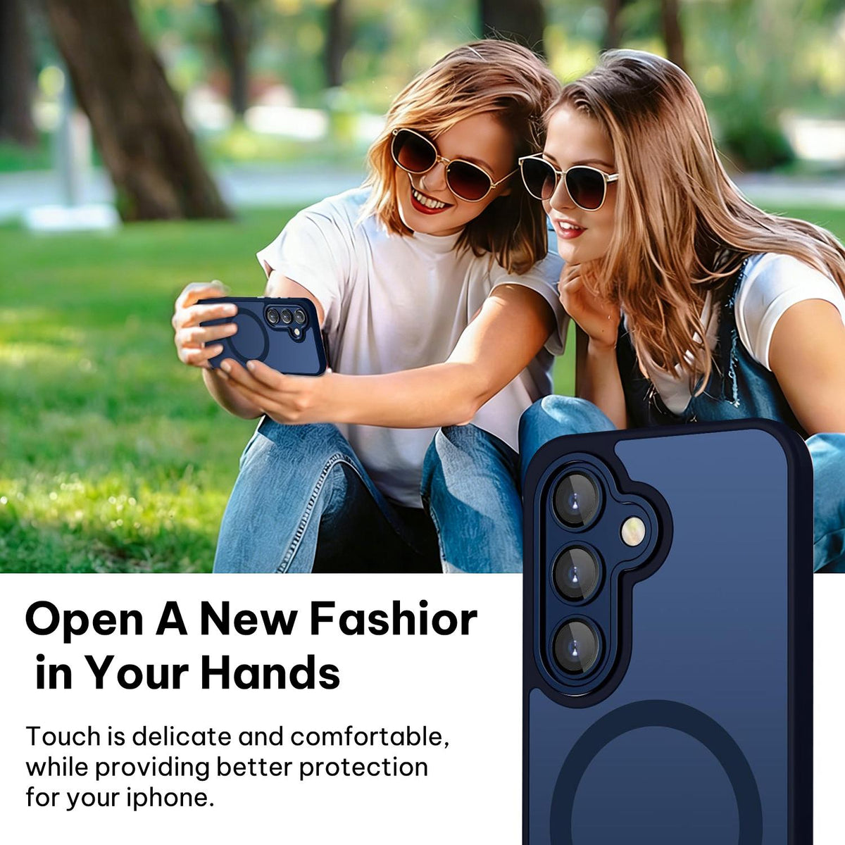 For Galaxy A36 5G XDcase Skin Feel Magnetic Frosted Phone Case with Lens Film - Dark Blue - EDA009873208D