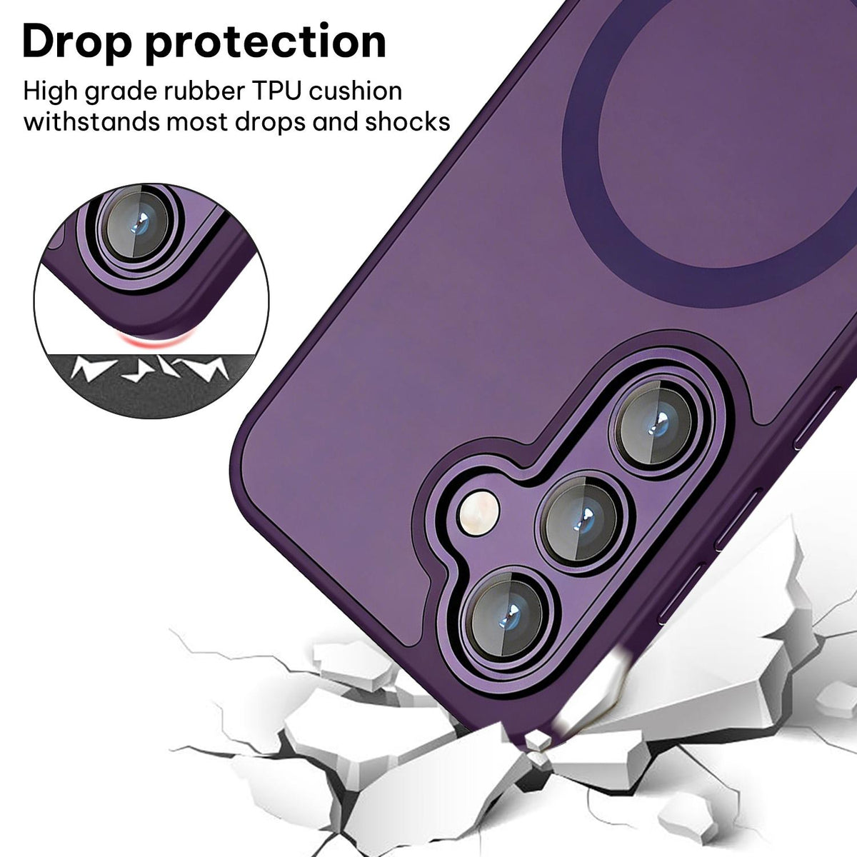 For Galaxy A36 5G XDcase Skin Feel Magnetic Frosted Phone Case with Lens Film - Purple - EDA009873208E