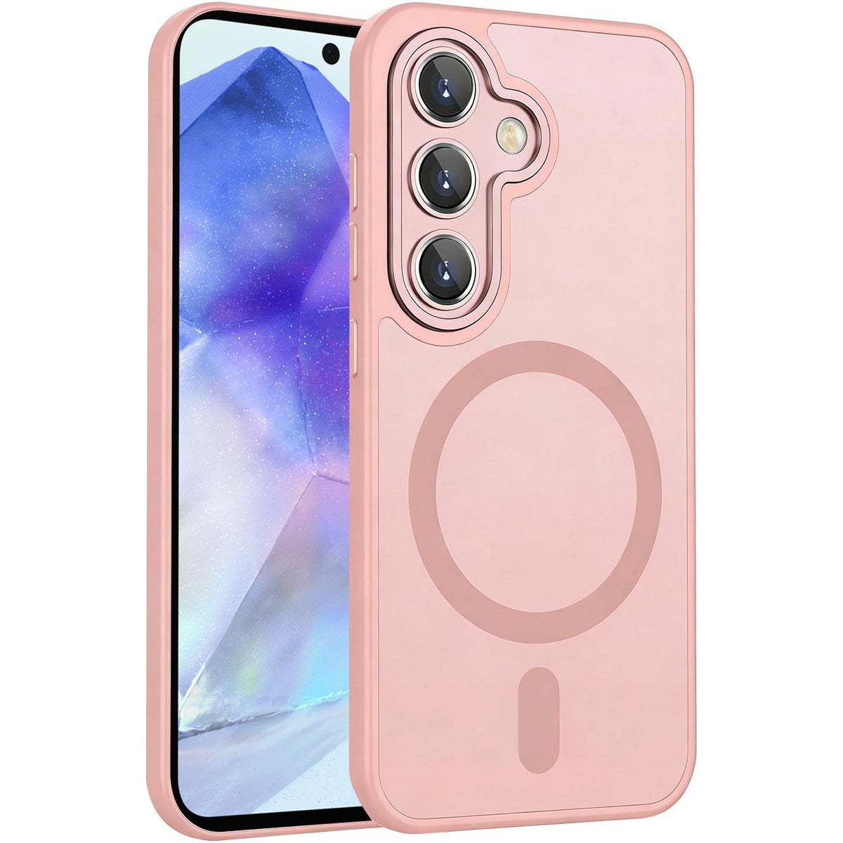 For Galaxy A55 5G XDcase Skin Feel Magnetic Frosted Phone Case with Lens Film - Pink - EDA009873210A