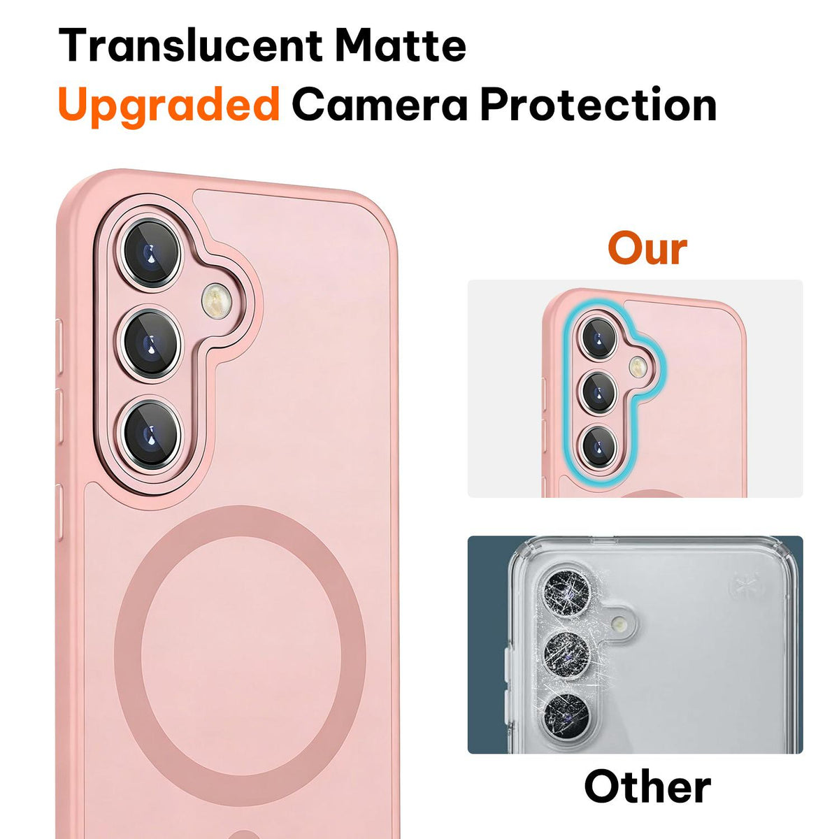 For Galaxy A55 5G XDcase Skin Feel Magnetic Frosted Phone Case with Lens Film - Pink - EDA009873210A