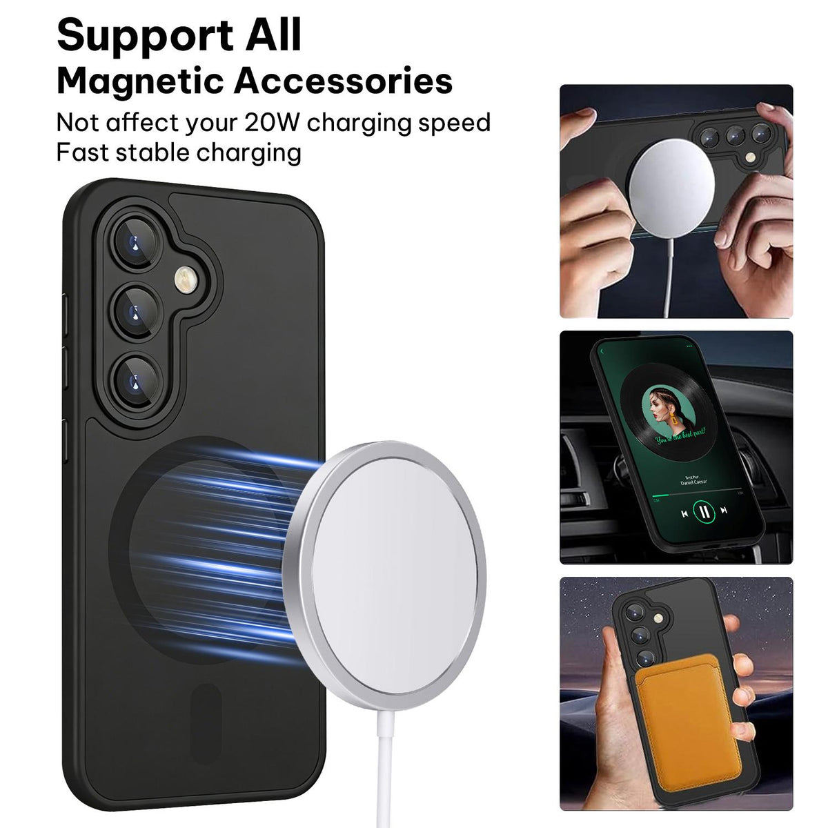 For Galaxy A55 5G XDcase Skin Feel Magnetic Frosted Phone Case with Lens Film - Black - EDA009873210B